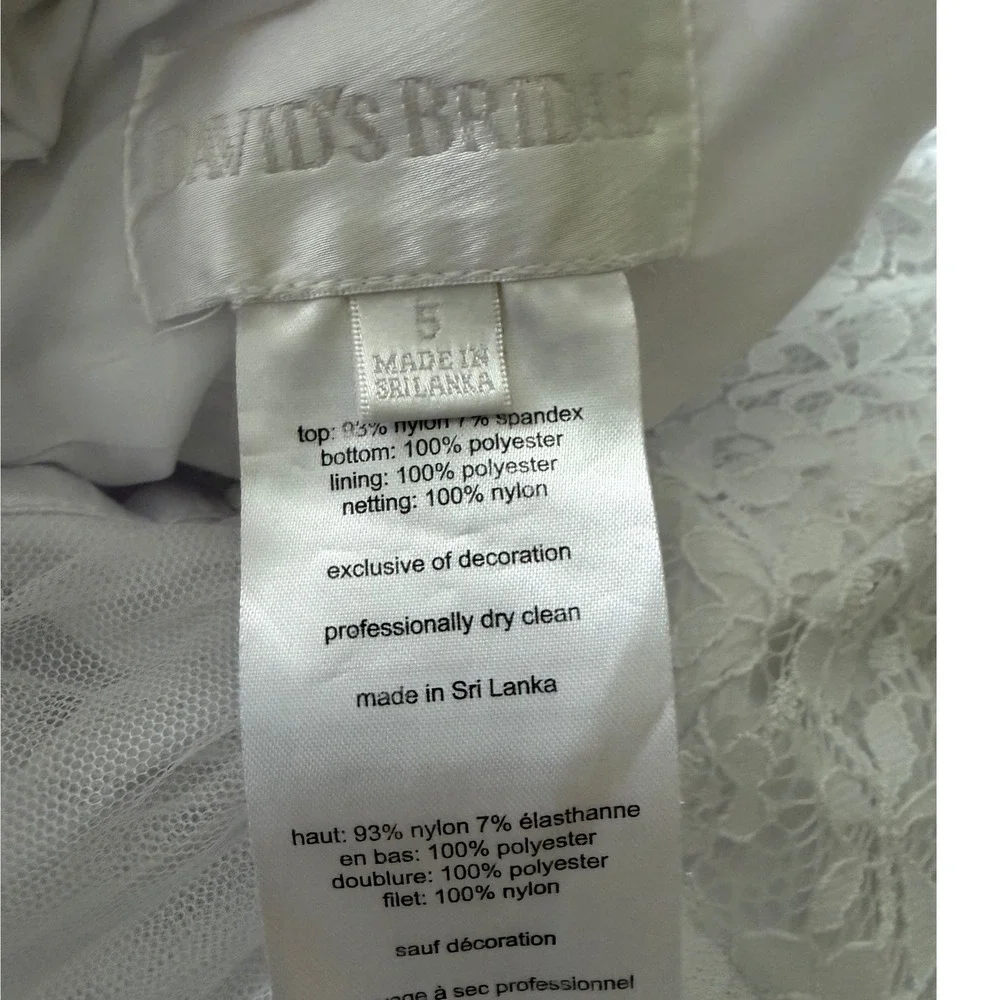 Davids Bridal Girls White Lace and Tulle Flower Girl Dress Size 5 Formal Wedding - Picture 6 of 6